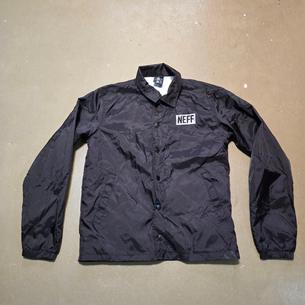 Neff‎ X Disney Nylon Windbreaker Coach Button Jacket in Black Men's Size Medium